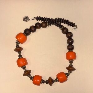 Vintage wood and plastic bead necklace